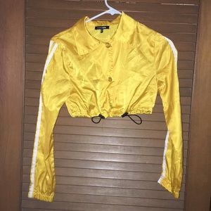 Fashion nova yellow crop top jacket.